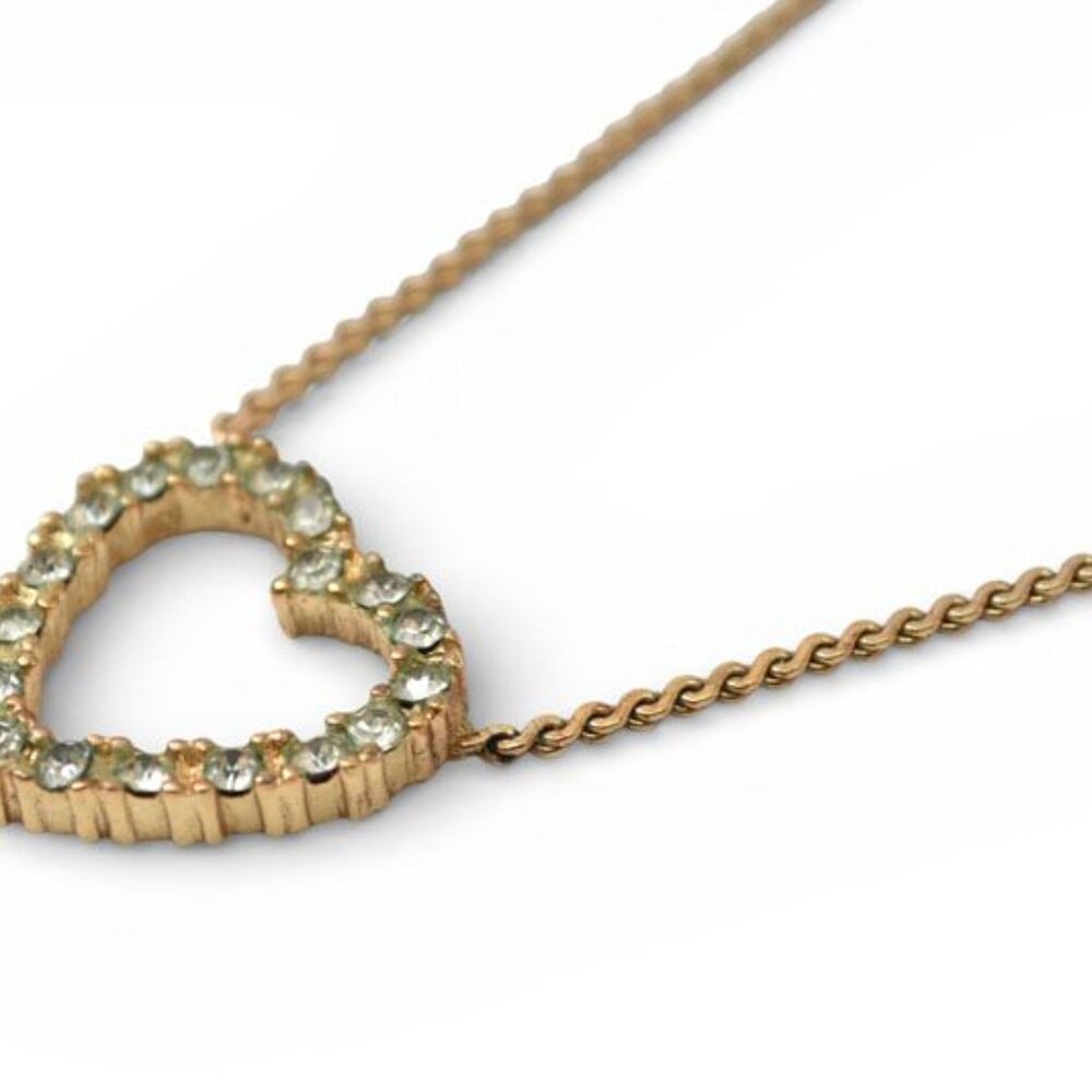 Christian Dior Necklace Pendant Vintage Heart Mochi Rhinestone - Picture 3 of 5